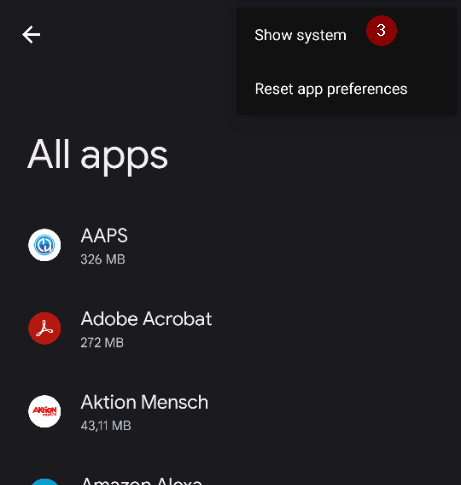 Show system apps