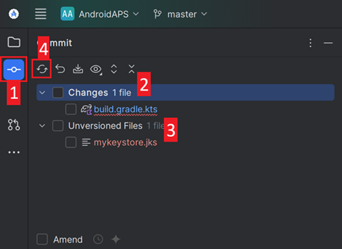 Commit Tab: Uncommitted changes