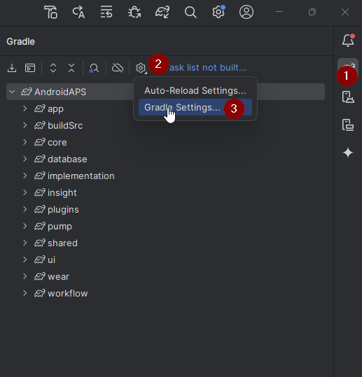 Open Gradle Settings