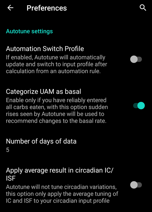 Autotune default screen