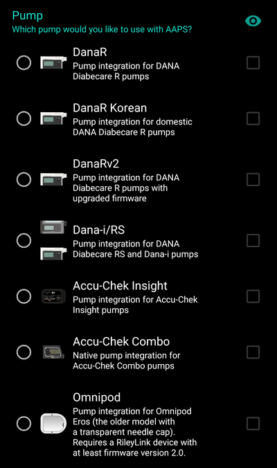 Config Builder Pump selection
