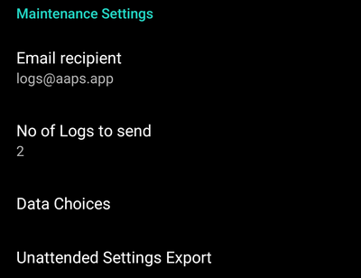 Maintenance settings